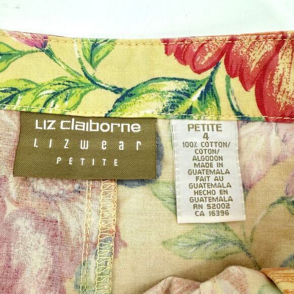 VTG Liz Claiborne Tropical Floral Print Wrap Skort Shorts Womens Petite Size 4 - Picture 5 of 8